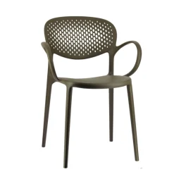 Abby Connubia® Fauteuil empilable en polypropylène recyclé avec dossier microperforé