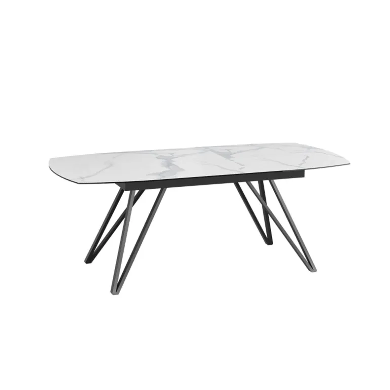 BabyloneTable en céramique extensible avec pieds design en métal noir