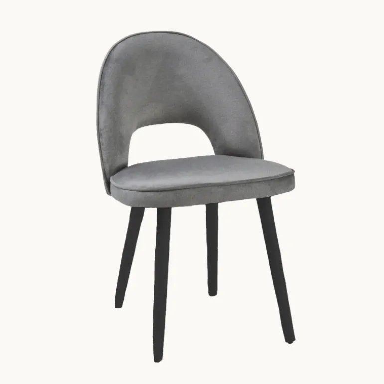 Bistrot Chaise cosy avec dossier ajouré en tissu et pieds bois