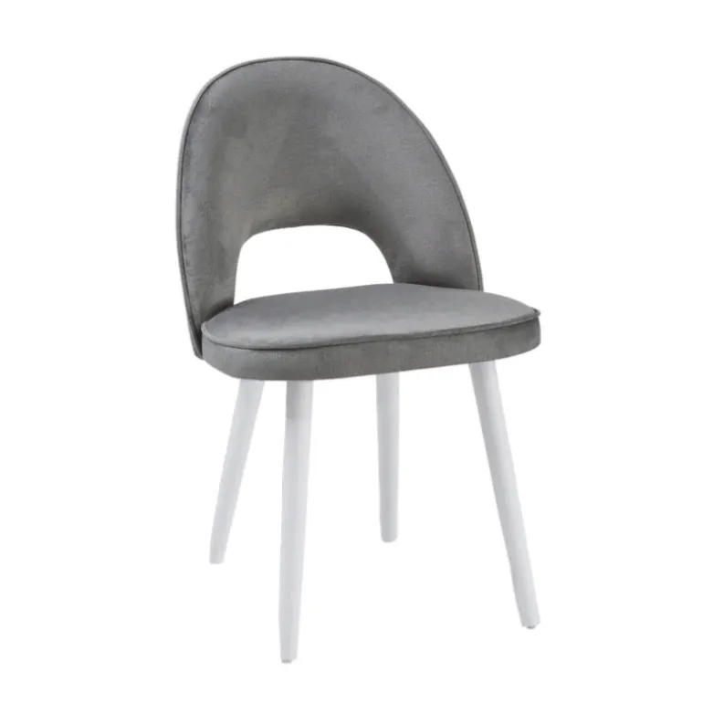 Bistrot Chaise cosy avec dossier ajouré en tissu et pieds bois