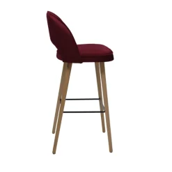 Bistrot Tabouret de bar en tissu dossier ajouré avec pieds en bois