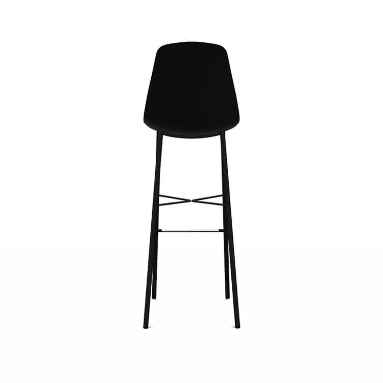 Cloe Tabouret de bar belge moderne avec coque en polypropylène et pieds en métal