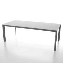 Cocoon Table rectangulaire plateau en verre trempé et pieds en métal fabriquée en Italie