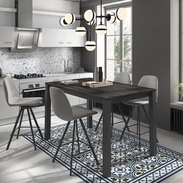 Girona Tabouret pivotant avec dossier hauteur snack en tissu