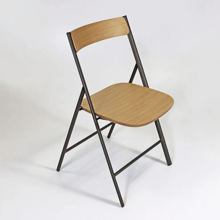 Jolie Wood Chaise d'appoint pliable en bois et métal