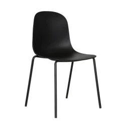 LilyChaise coque moderne empilable en polypropylène avec pieds en métal