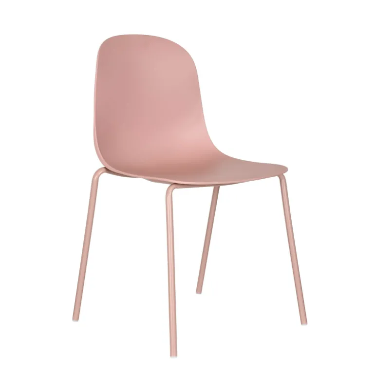LilyChaise coque moderne empilable en polypropylène avec pieds en métal
