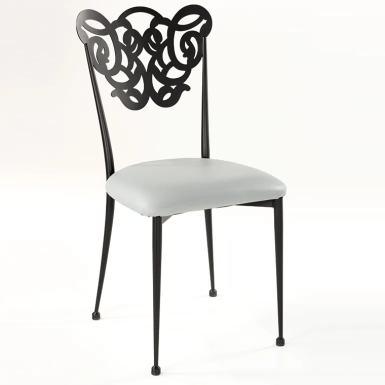 Milos Chaise provençale en métal assise synthétique rembourrée