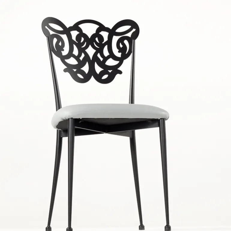 Milos Chaise provençale en métal assise synthétique rembourrée