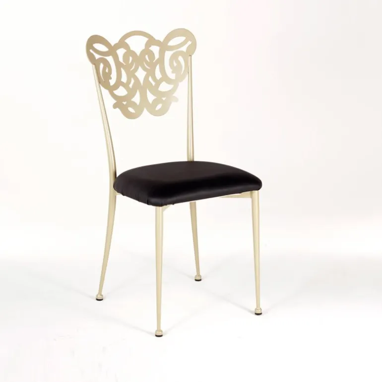 Milos Chaise provençale en métal assise synthétique rembourrée