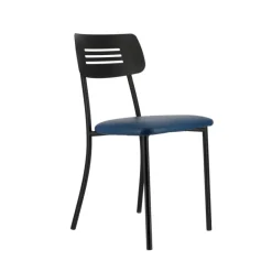 Miro 2 Chaise de cuisine en simili rembourrée avec pieds et dossier strié en métal