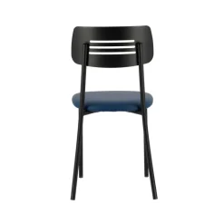 Miro 2 Chaise de cuisine en simili rembourrée avec pieds et dossier strié en métal