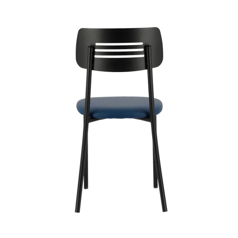 Miro 2 Chaise de cuisine en simili rembourrée avec pieds et dossier strié en métal