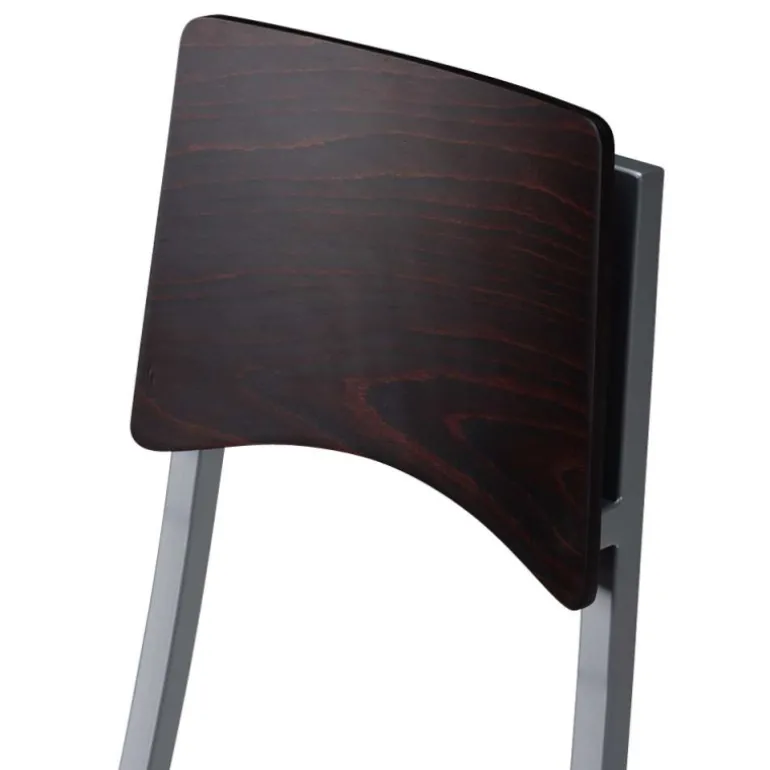 Ophélie Carrier® Chaise de cuisine en métal et synthétique dossier bois wengé