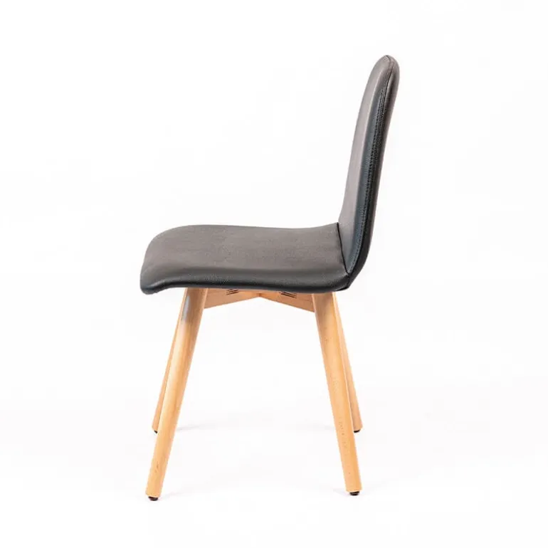 Pandora Chaise rembourrée avec pieds coniques en bois