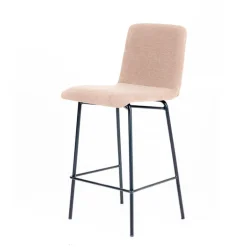 Plaza diamant Tabouret snack avec dos matelassé en tissu pieds en métal