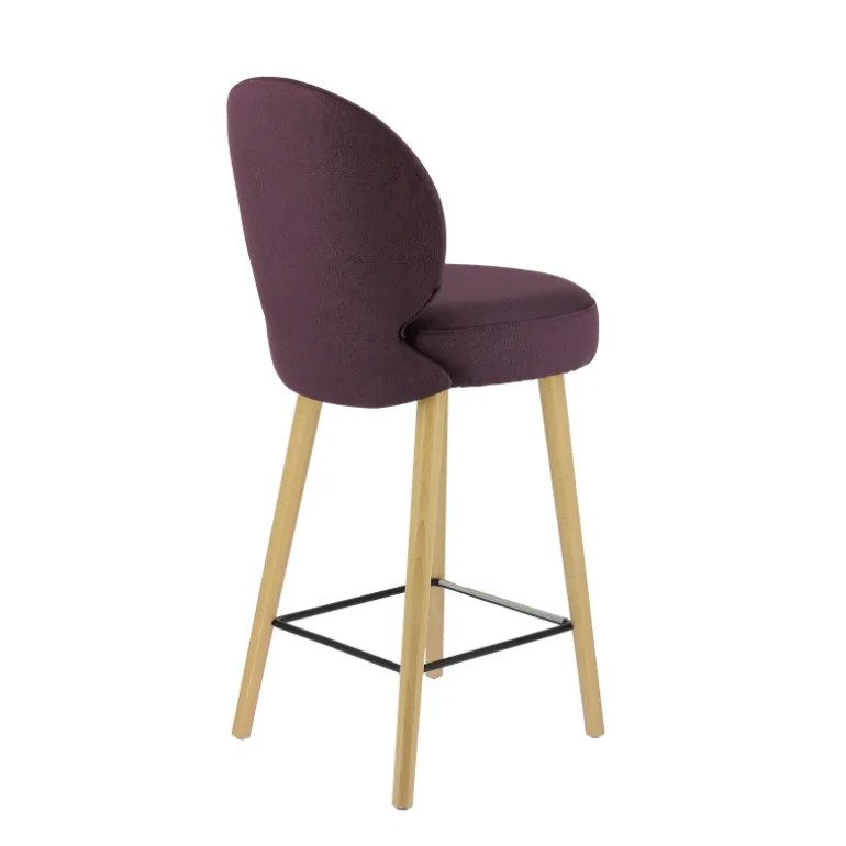 Severus Tabouret snack cosy en tissu avec pieds en bois
