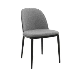 SimoneChaise bimatière en tissu dossier bois avec pieds en métal