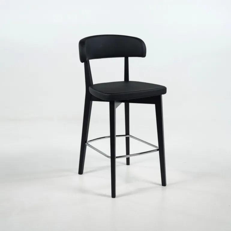 Siren Tabouret snack en bois massif avec assise et dossier rembourrés