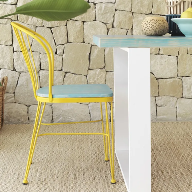 Tudela Chaise en métal vintage avec dossier filaire
