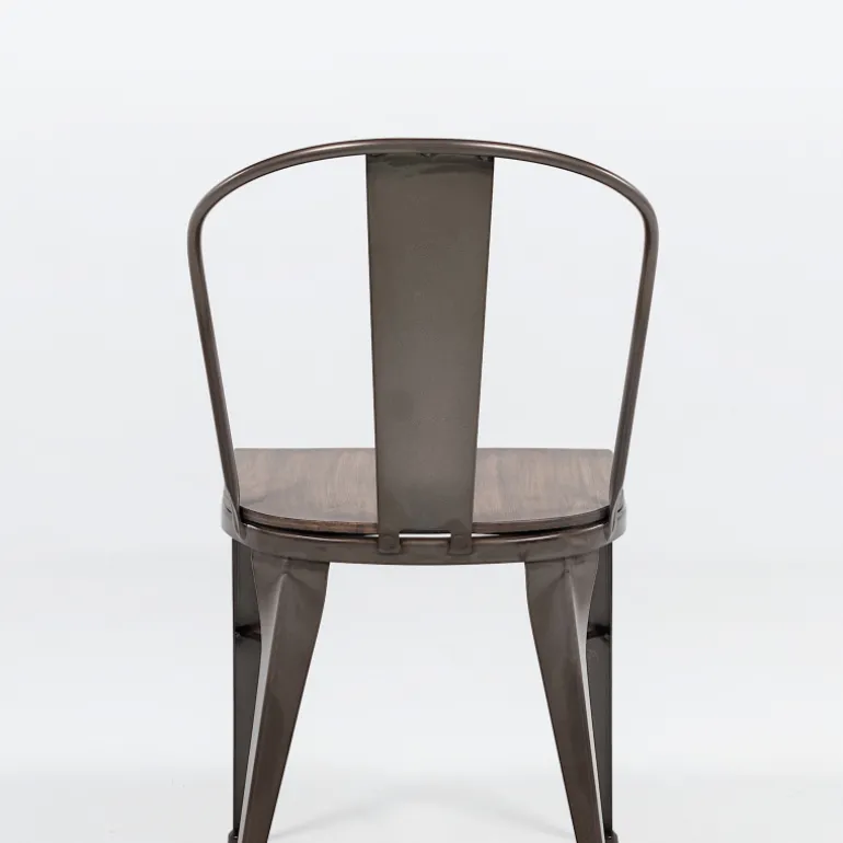 Turia 631 Chaise industrielle vintage en métal avec assise bois