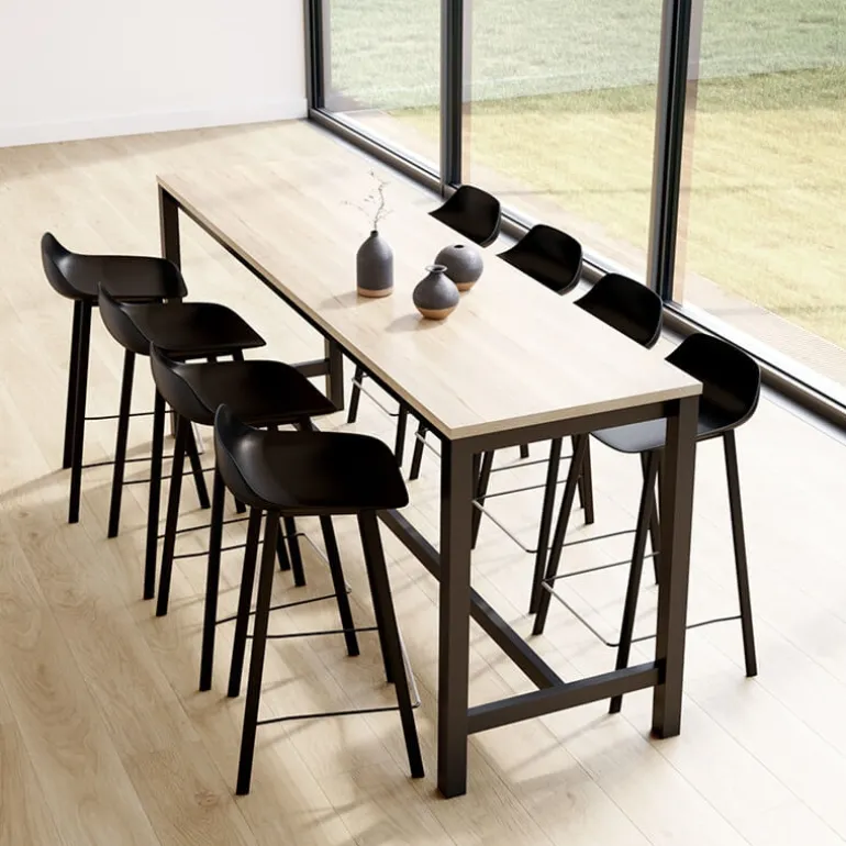 Vienna Table haute de cuisine hauteur 90 cm en stratifié et métal