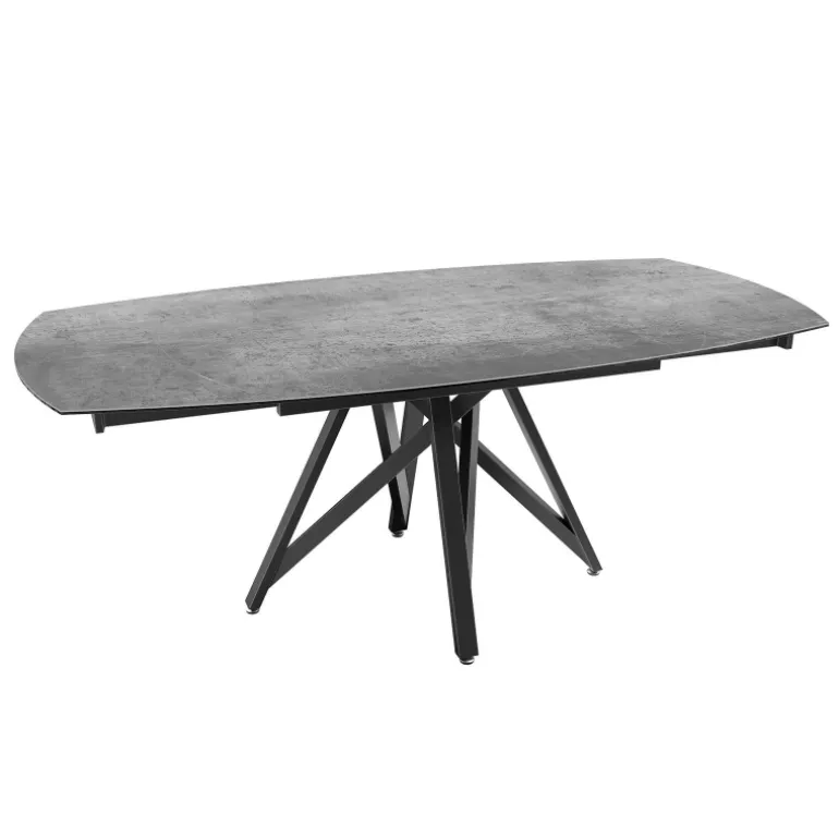 WarholTable moderne en céramique extensible avec pied central design en métal noir