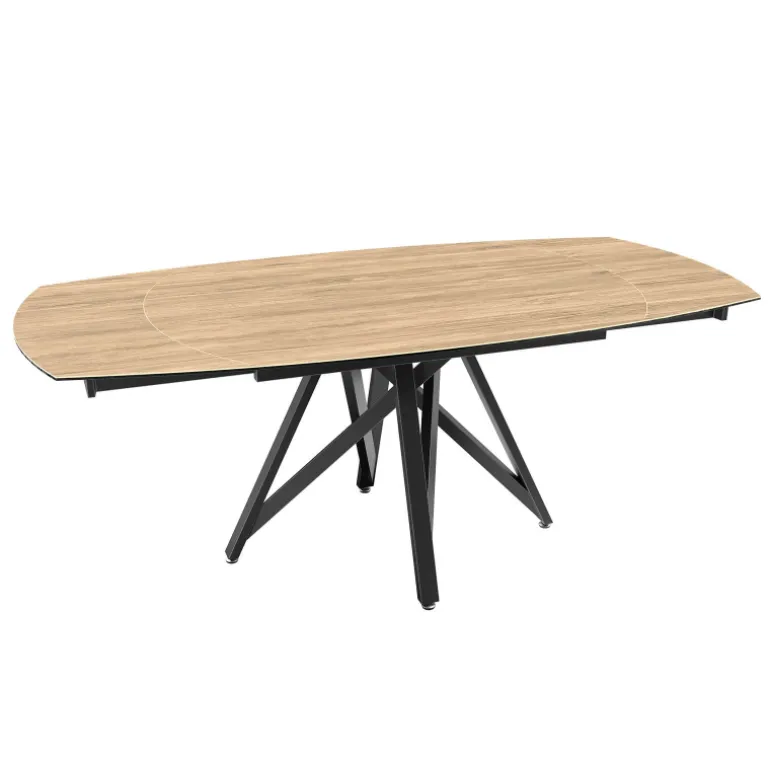 WarholTable moderne en céramique extensible avec pied central design en métal noir