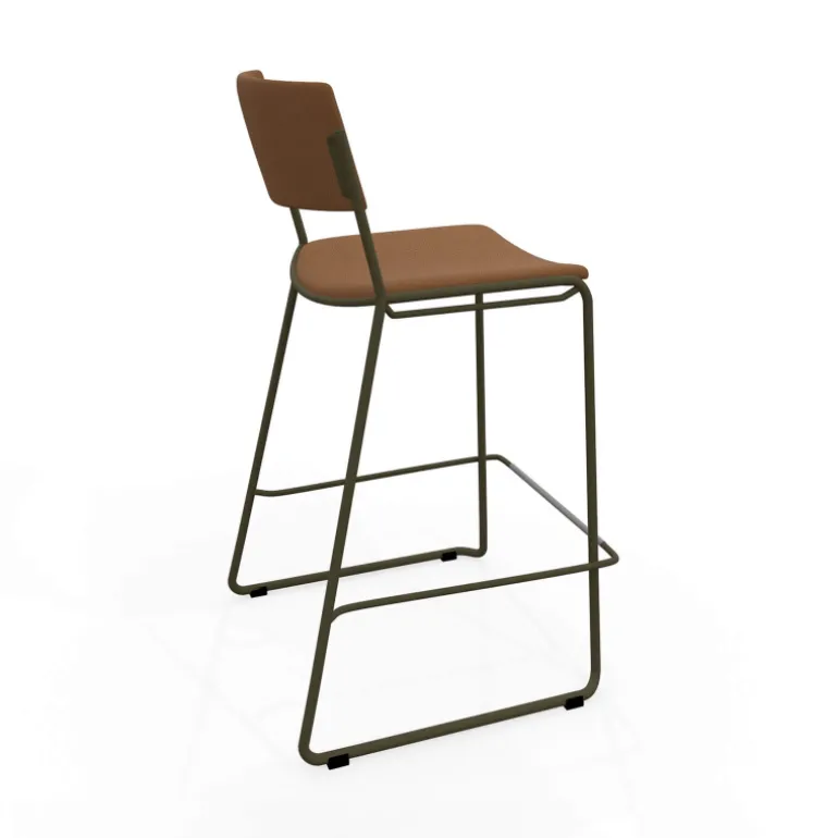 Zoom Tabouret snack moderne en simili avec pieds en traîneau